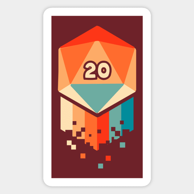 Groovy Retro D20 Flat Sticker by artlahdesigns